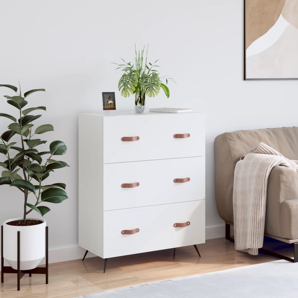 Kommode Hvit 69,5X34X90 Cm Konstruert Tre
