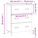 Kommode Sonoma Eik 69,5X34X90 Cm Konstruert Tre