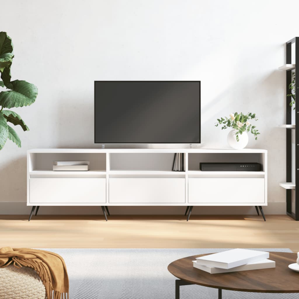 Tv-Benk Hvit 150X30X44,5 Cm Konstruert Tre