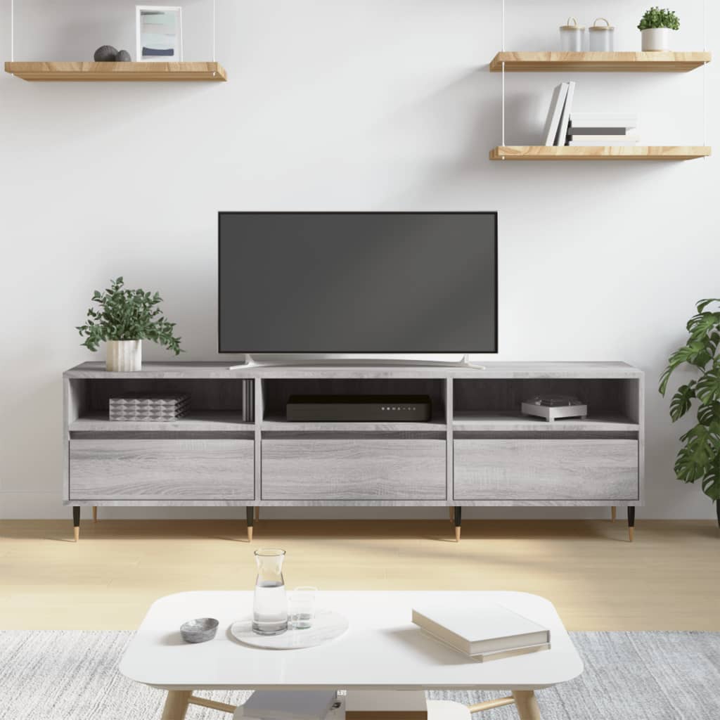 Tv-Benk Grå Sonoma 150X30X44,5 Cm Konstruert Tre