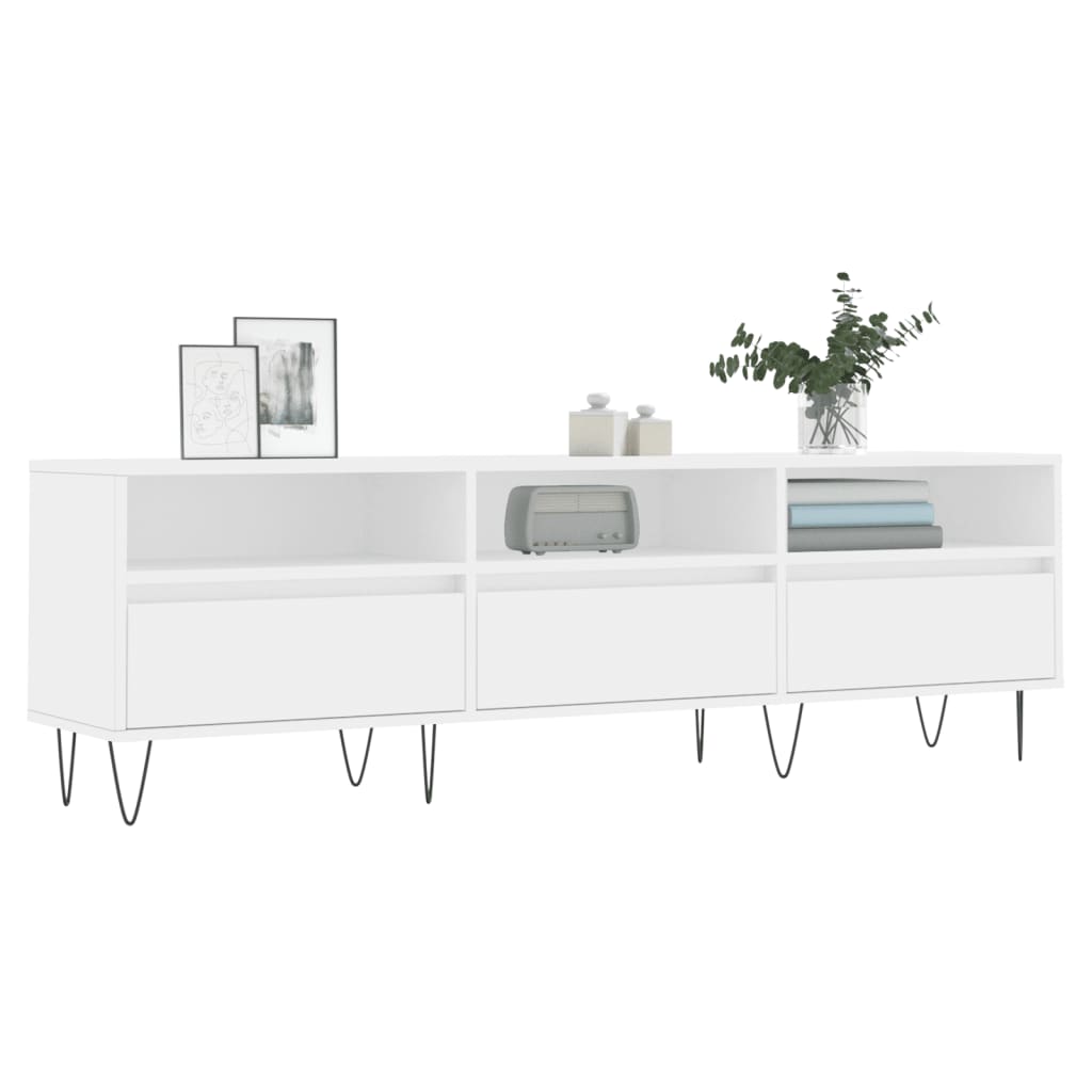 Tv-Benk Hvit 150X30X44,5 Cm Konstruert Tre
