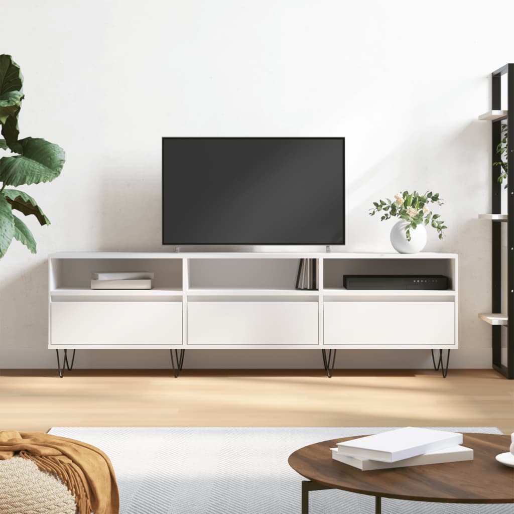Tv-Benk Hvit 150X30X44,5 Cm Konstruert Tre