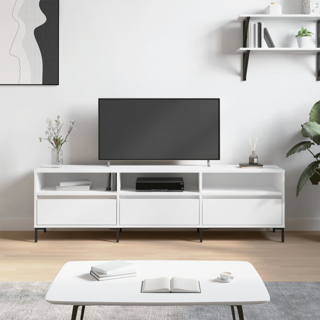Tv-Benk Hvit 150X30X44,5 Cm Konstruert Tre