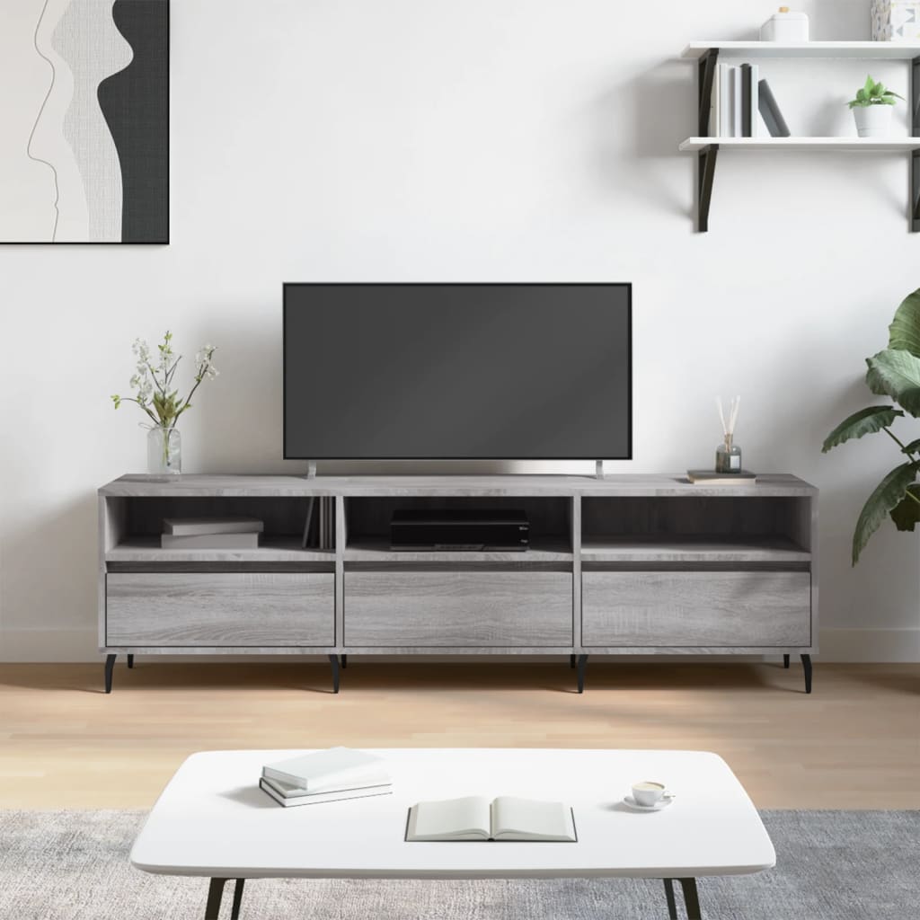 Tv-Benk Grå Sonoma 150X30X44,5 Cm Konstruert Tre