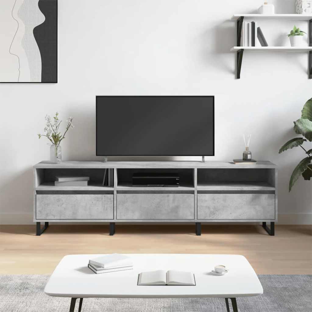 Tv-Benk Betonggrå 150X30X44,5 Cm Konstruert Tre