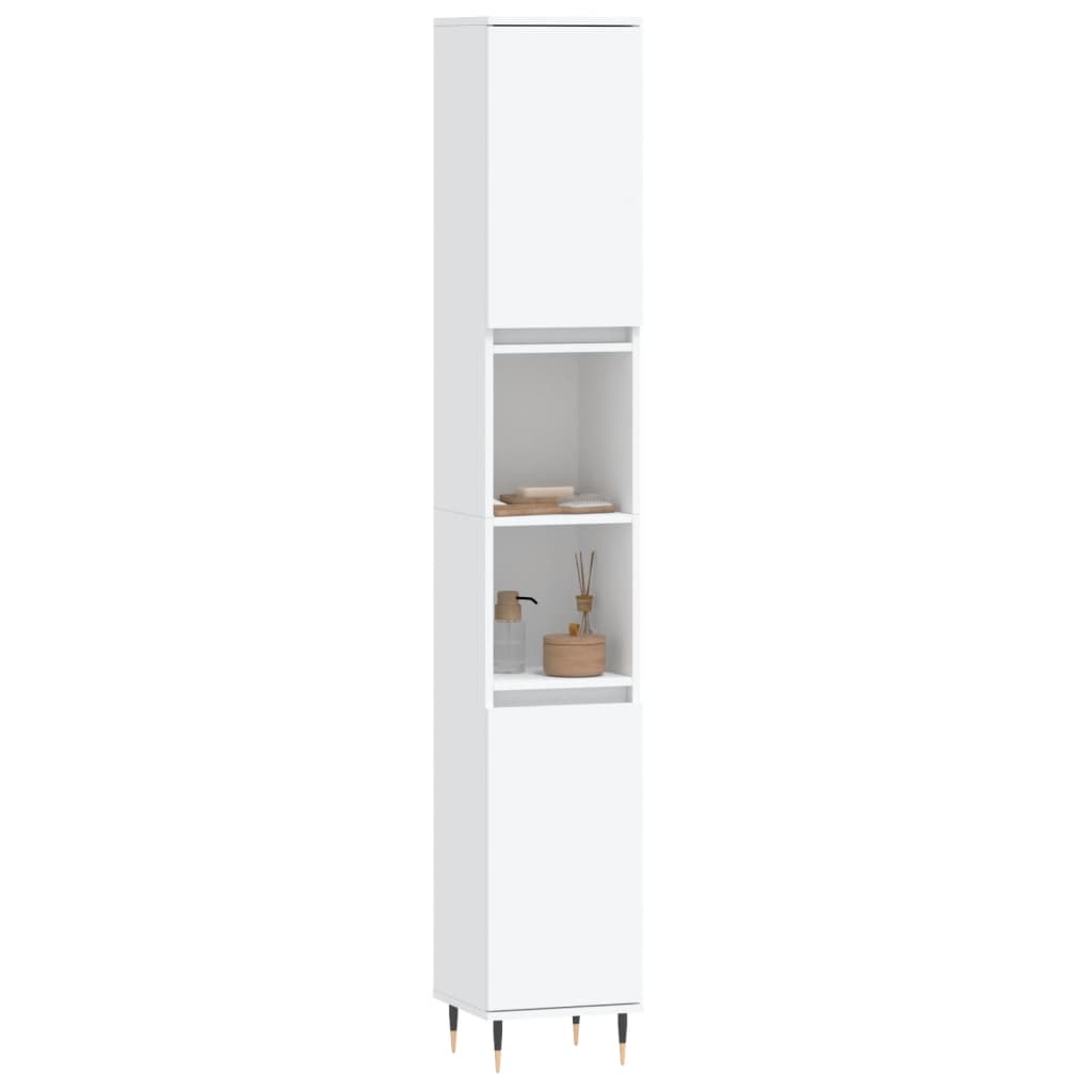 Baderomsskap Hvit 30X30X190 Cm Konstruert Tre
