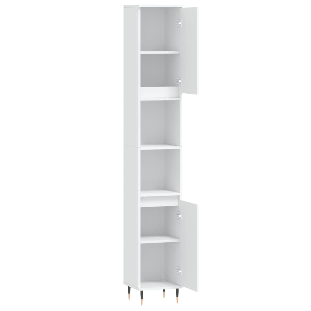 Baderomsskap Hvit 30X30X190 Cm Konstruert Tre