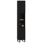 Baderomsskap Svart 30X30X190 Cm Konstruert Tre