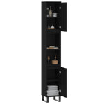 Baderomsskap Svart 30X30X190 Cm Konstruert Tre