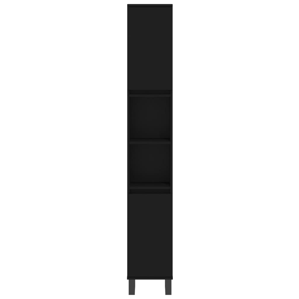 Baderomsskap Svart 30X30X190 Cm Konstruert Tre