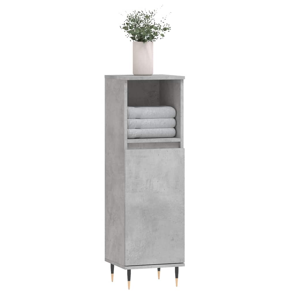 Baderomsskap Betonggrå 30X30X100 Cm Konstruert Tre