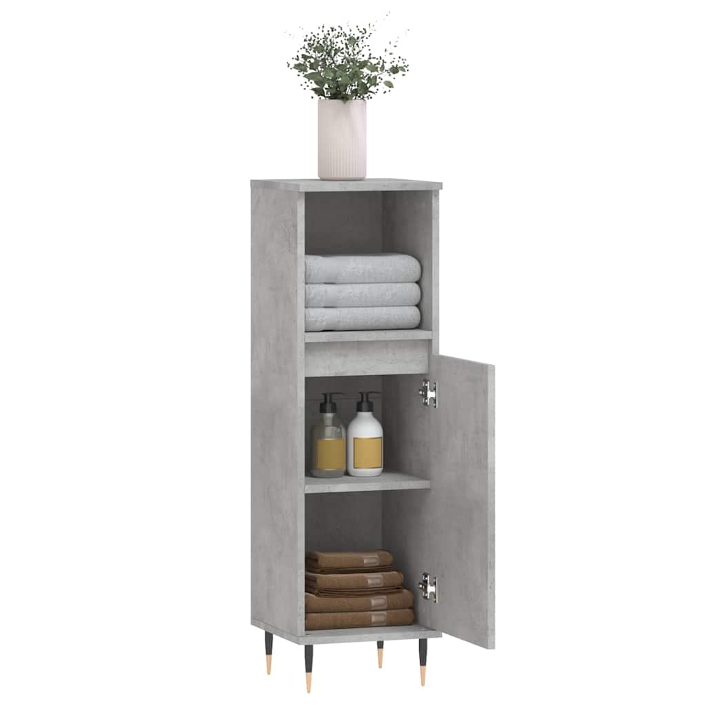 Baderomsskap Betonggrå 30X30X100 Cm Konstruert Tre