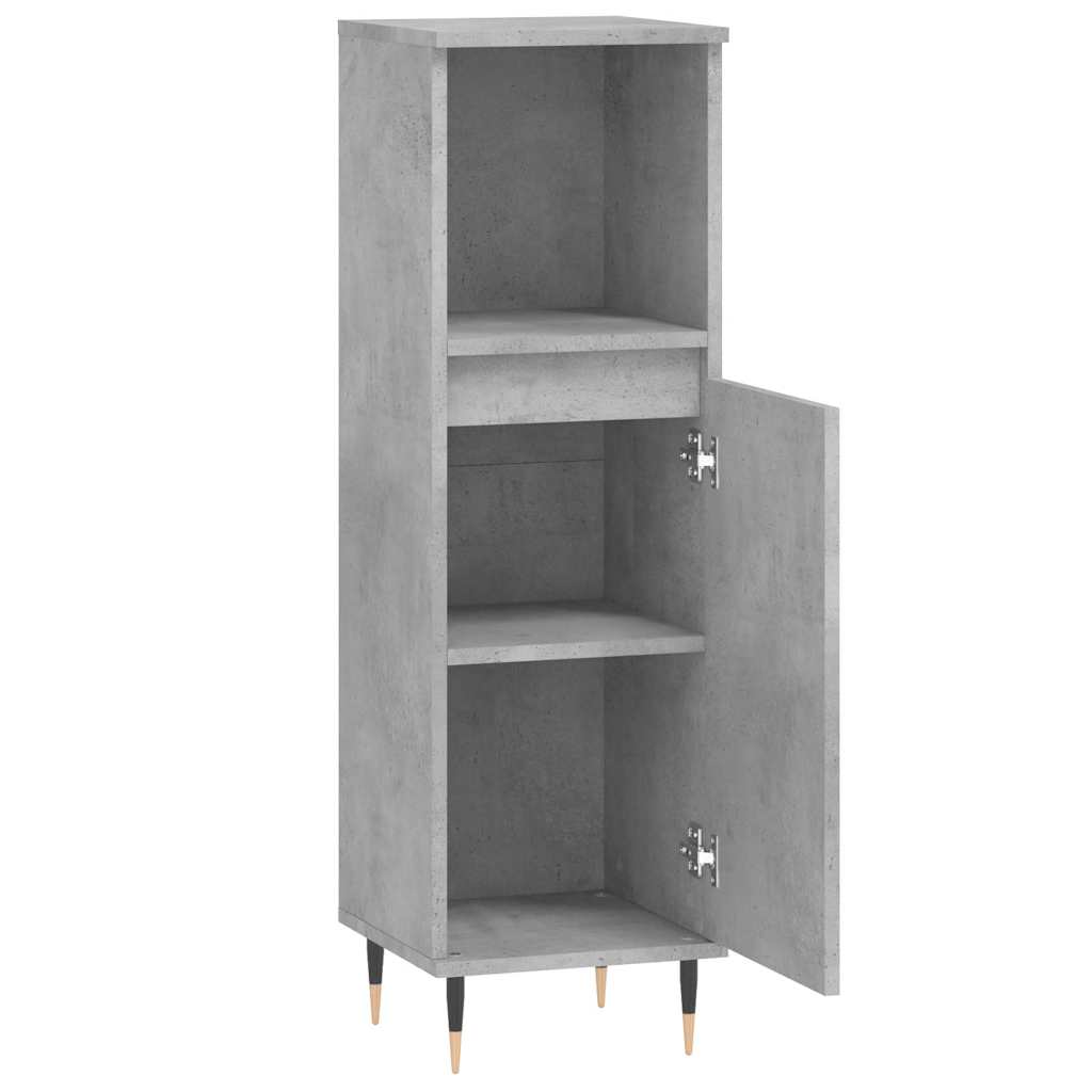 Baderomsskap Betonggrå 30X30X100 Cm Konstruert Tre