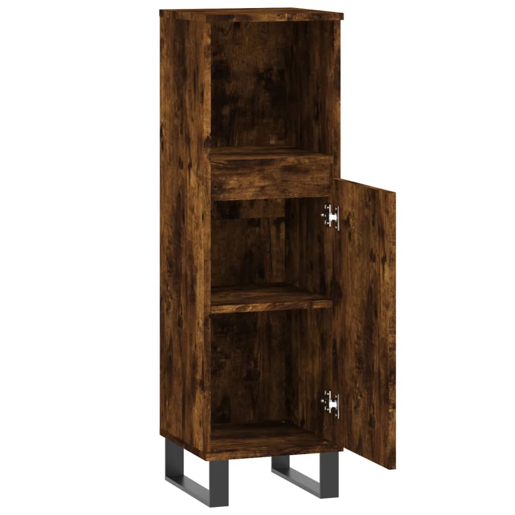 Baderomsskap Røkt Eik 30X30X100 Cm Konstruert Tre