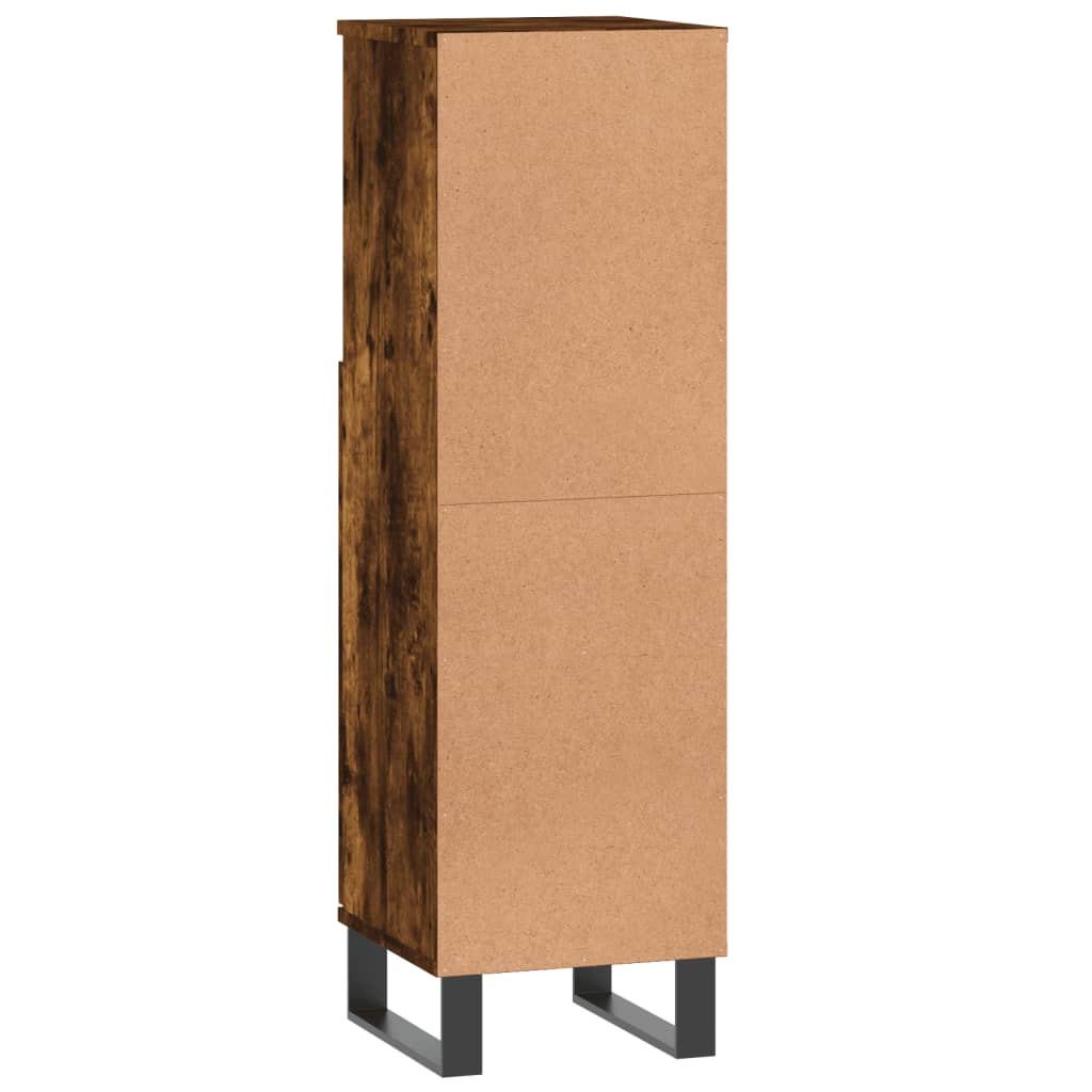 Baderomsskap Røkt Eik 30X30X100 Cm Konstruert Tre