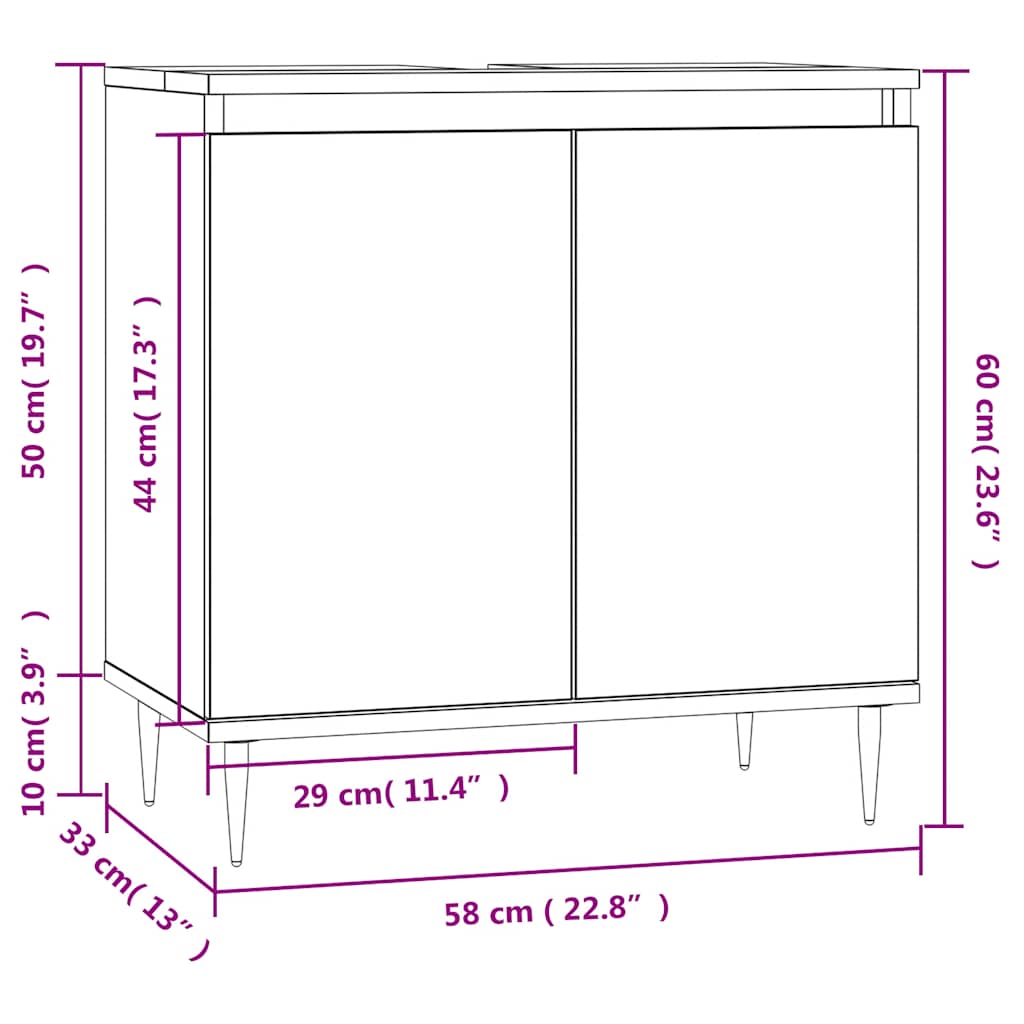 Servantskap Svart 58X33X60 Cm Konstruert Tre