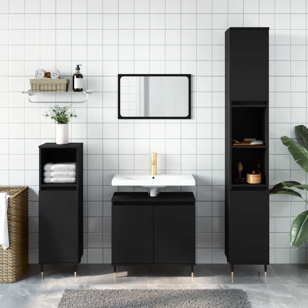 Servantskap Svart 58X33X60 Cm Konstruert Tre