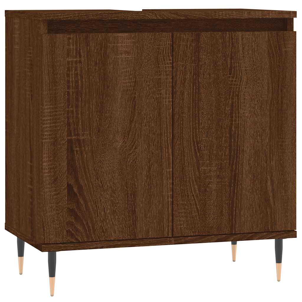 Baderomsskap Brun Eik 58X33X60 Cm Konstruert Tre
