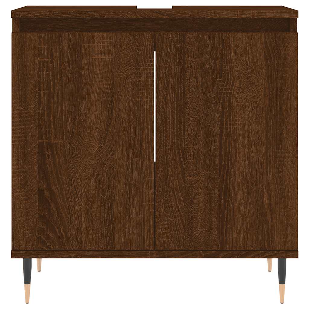 Baderomsskap Brun Eik 58X33X60 Cm Konstruert Tre