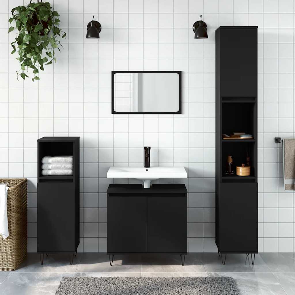 Servantskap Svart 58X33X60 Cm Konstruert Tre