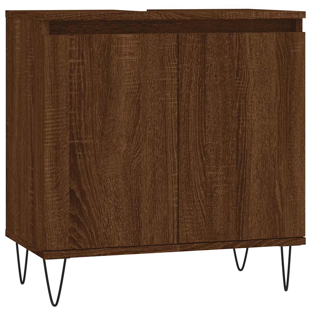 Baderomsskap Brun Eik 58X33X60 Cm Konstruert Tre