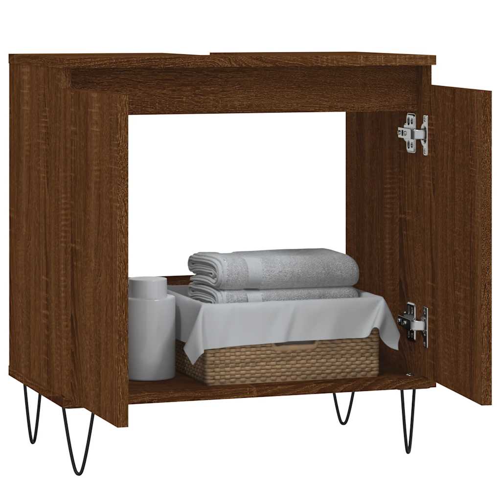 Baderomsskap Brun Eik 58X33X60 Cm Konstruert Tre