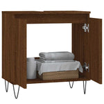 Baderomsskap Brun Eik 58X33X60 Cm Konstruert Tre