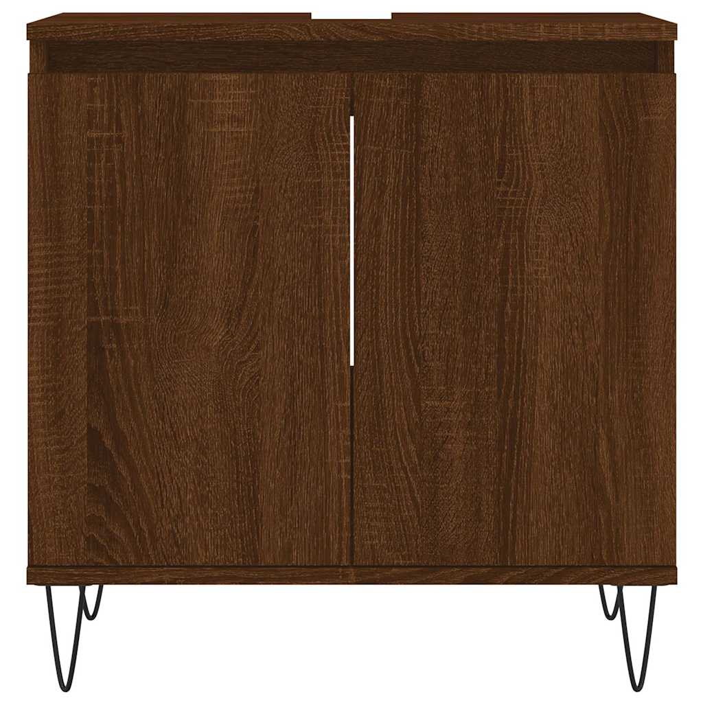 Baderomsskap Brun Eik 58X33X60 Cm Konstruert Tre