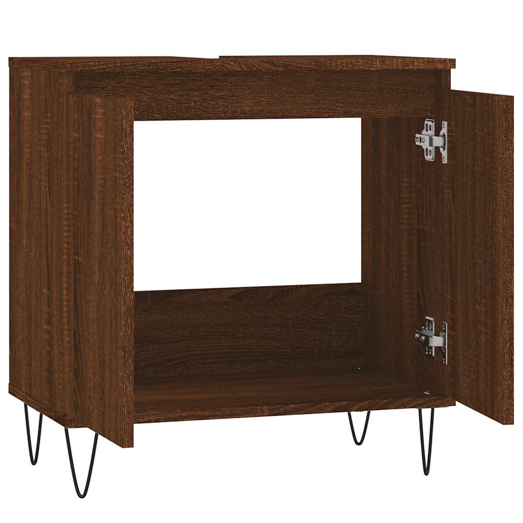 Baderomsskap Brun Eik 58X33X60 Cm Konstruert Tre