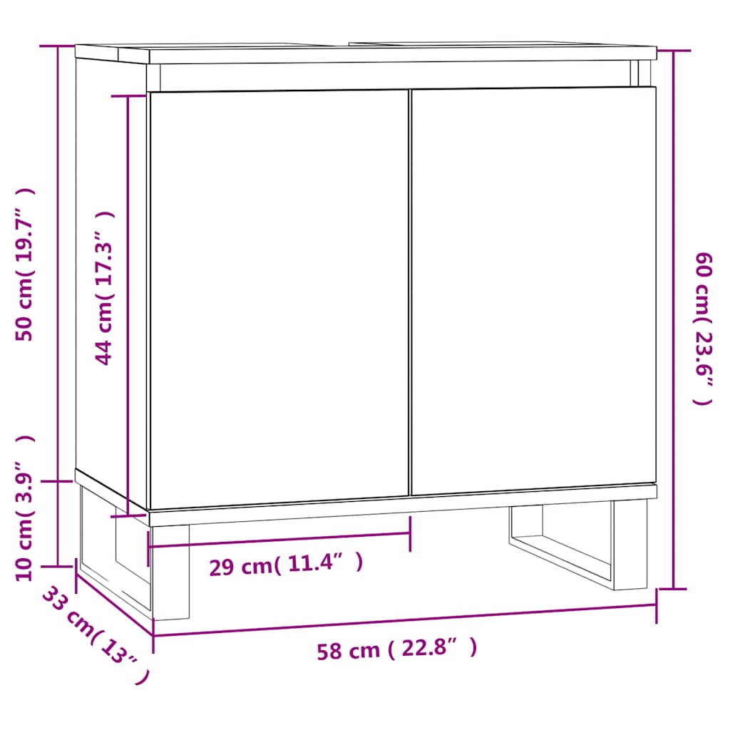 Servantskap Svart 58X33X60 Cm Konstruert Tre