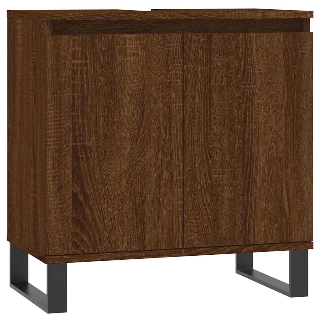 Baderomsskap Brun Eik 58X33X60 Cm Konstruert Tre