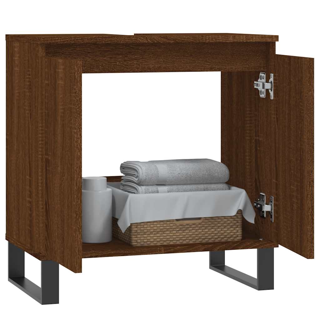 Baderomsskap Brun Eik 58X33X60 Cm Konstruert Tre