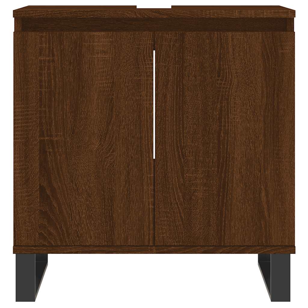 Baderomsskap Brun Eik 58X33X60 Cm Konstruert Tre