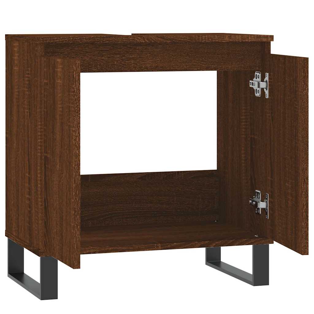 Baderomsskap Brun Eik 58X33X60 Cm Konstruert Tre