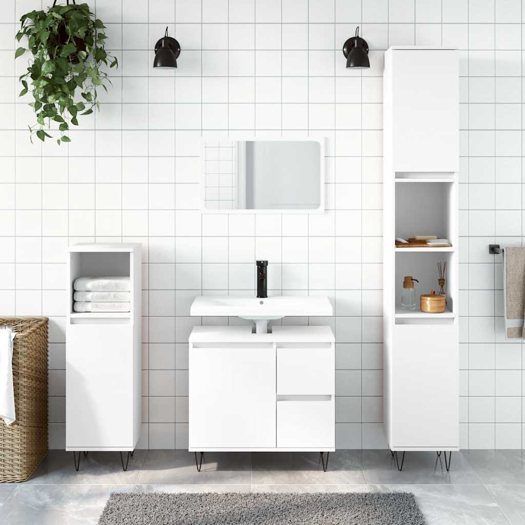 Baderomsskap Hvit 65X33X60 Cm Konstruert Tre