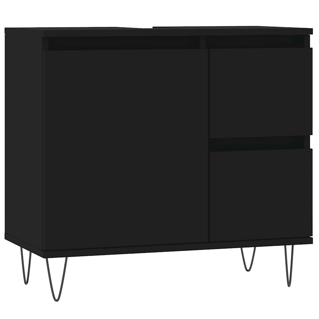 Baderomsskap Svart 65X33X60 Cm Konstruert Tre