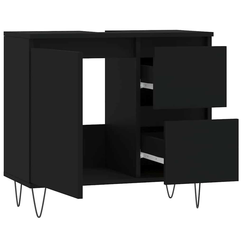 Baderomsskap Svart 65X33X60 Cm Konstruert Tre