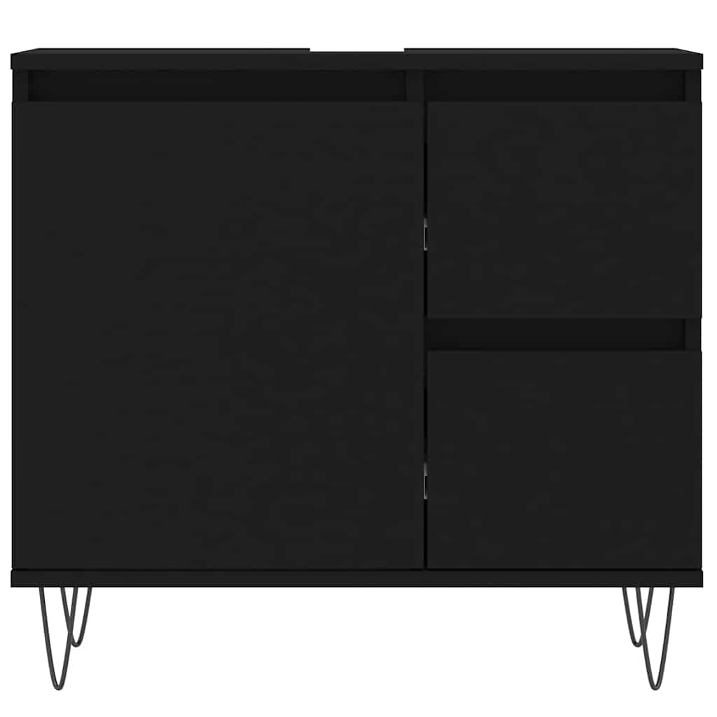 Baderomsskap Svart 65X33X60 Cm Konstruert Tre