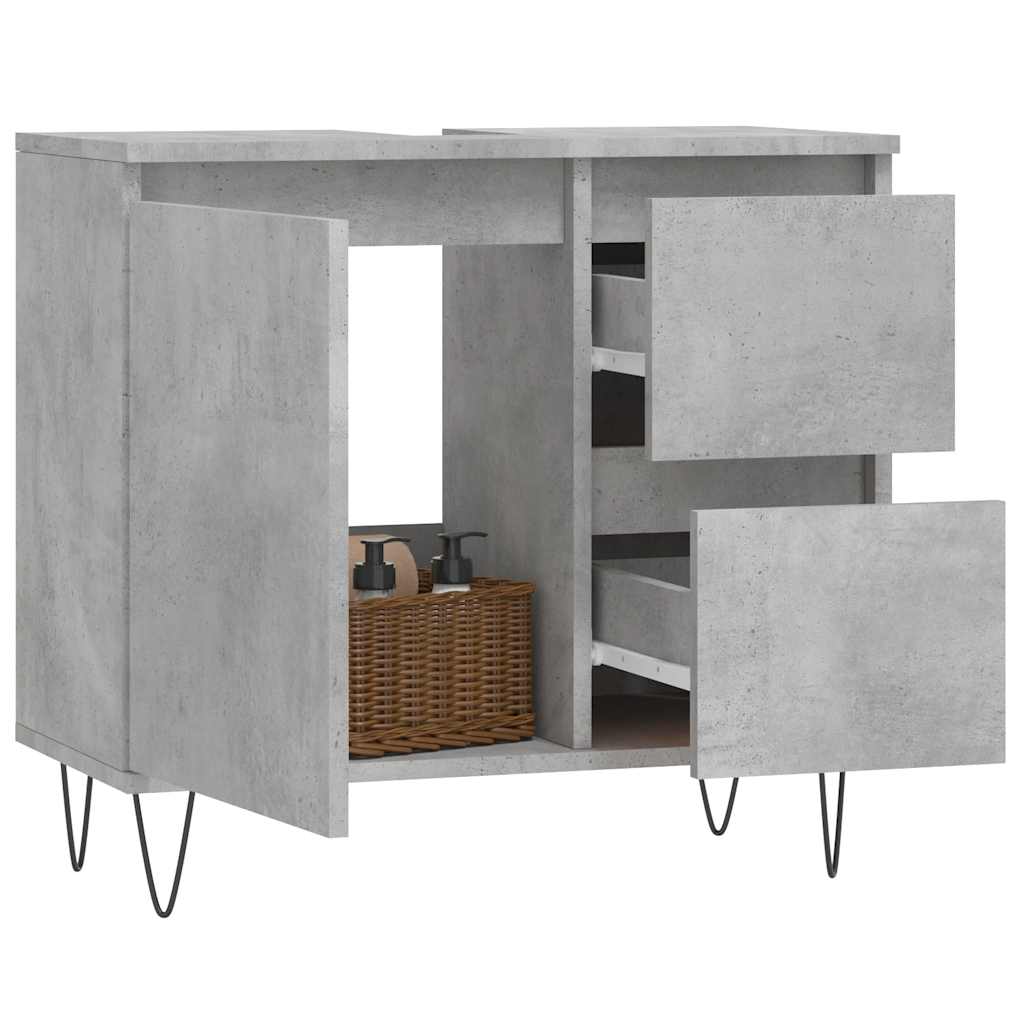 Baderomsskap Betonggrå 65X33X60 Cm Konstruert Tre