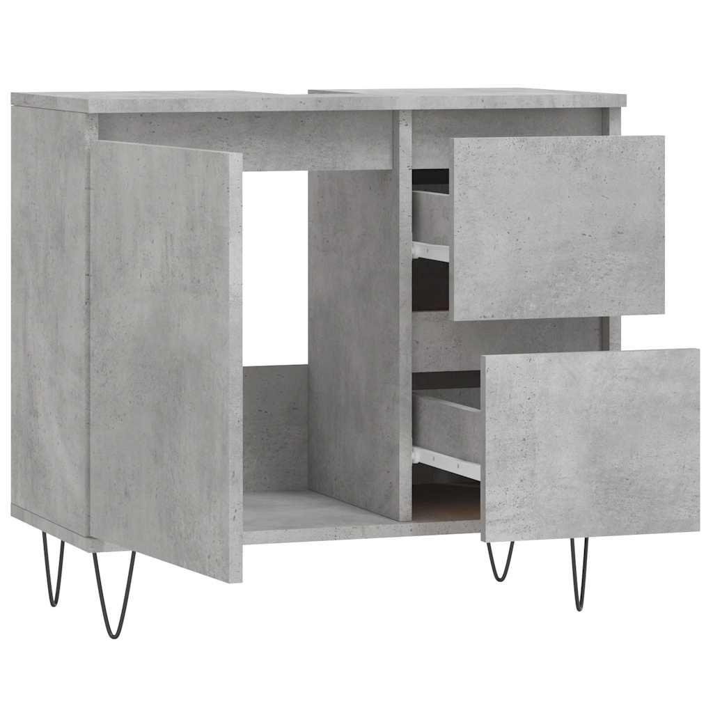 Baderomsskap Betonggrå 65X33X60 Cm Konstruert Tre