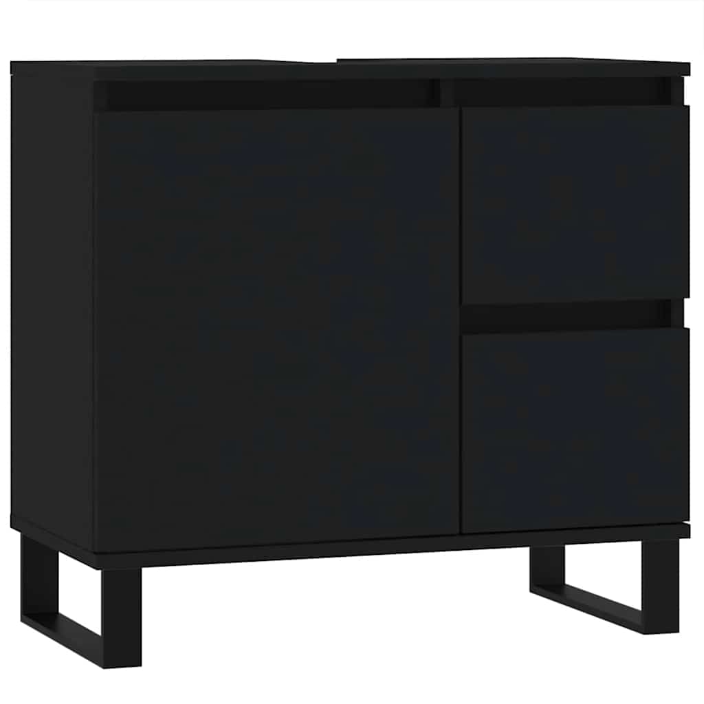 Baderomsskap Svart 65X33X60 Cm Konstruert Tre
