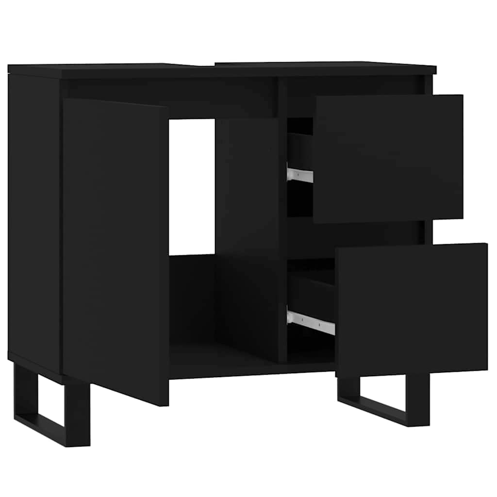 Baderomsskap Svart 65X33X60 Cm Konstruert Tre