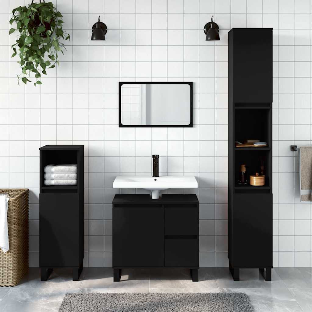 Baderomsskap Svart 65X33X60 Cm Konstruert Tre