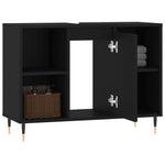 Baderomsskap Svart 80X33X60 Cm Konstruert Tre