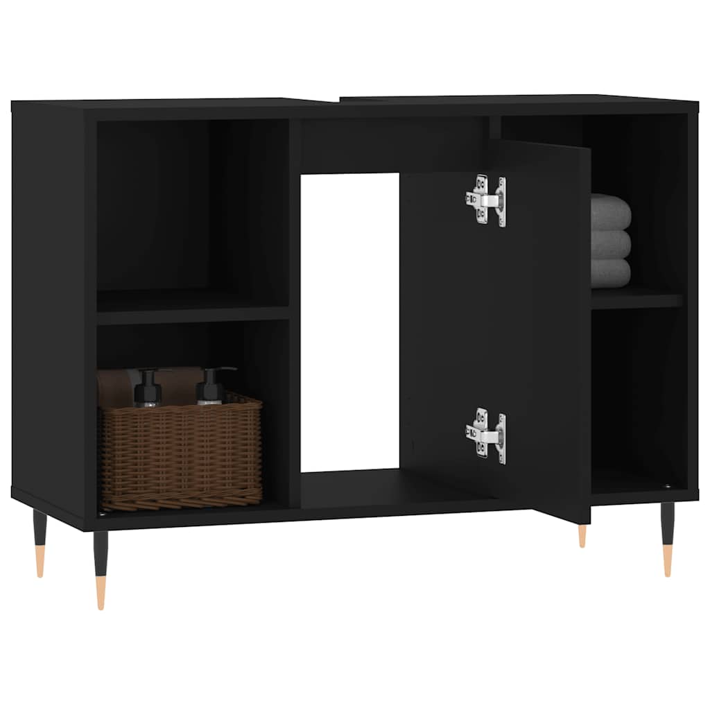 Baderomsskap Svart 80X33X60 Cm Konstruert Tre