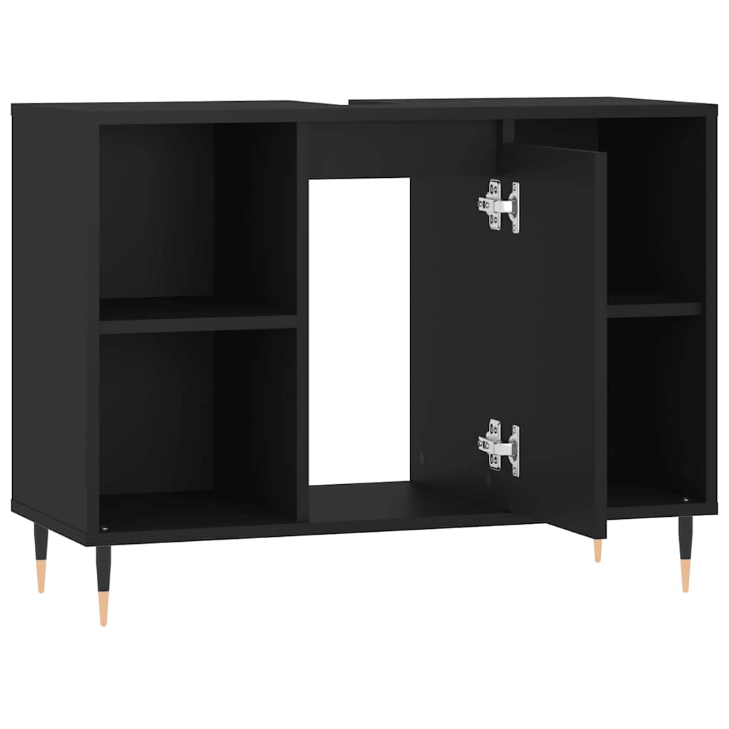 Baderomsskap Svart 80X33X60 Cm Konstruert Tre
