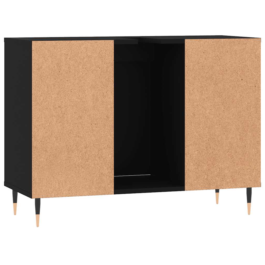 Baderomsskap Svart 80X33X60 Cm Konstruert Tre