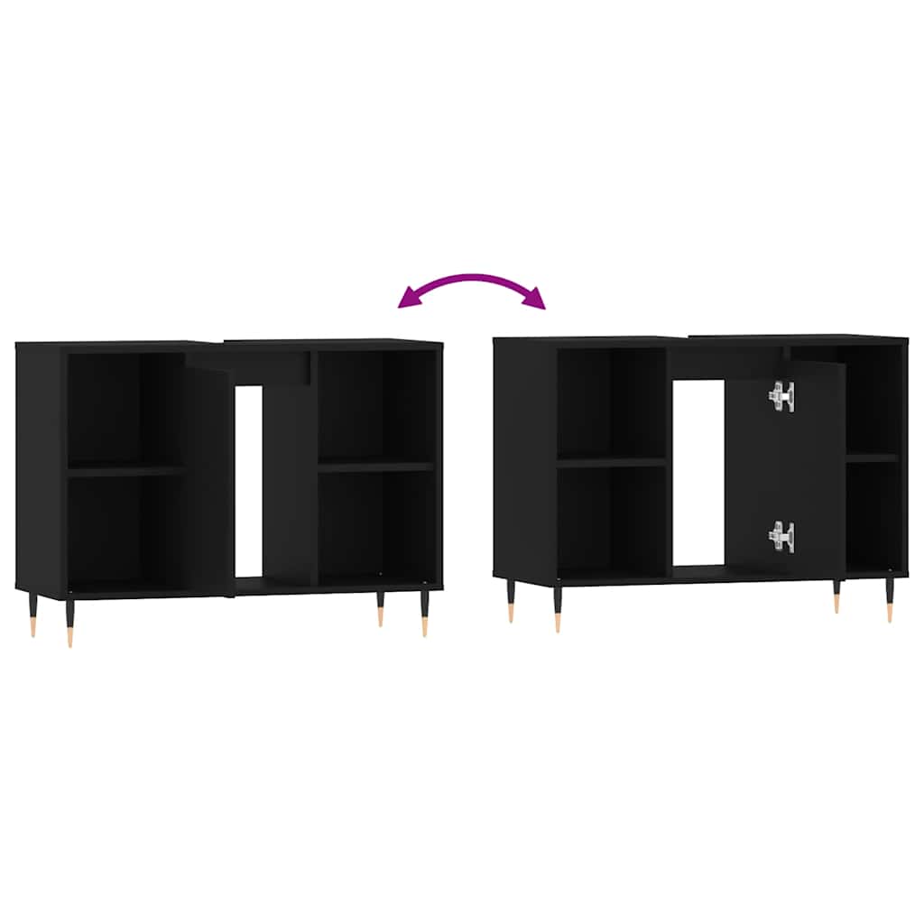 Baderomsskap Svart 80X33X60 Cm Konstruert Tre