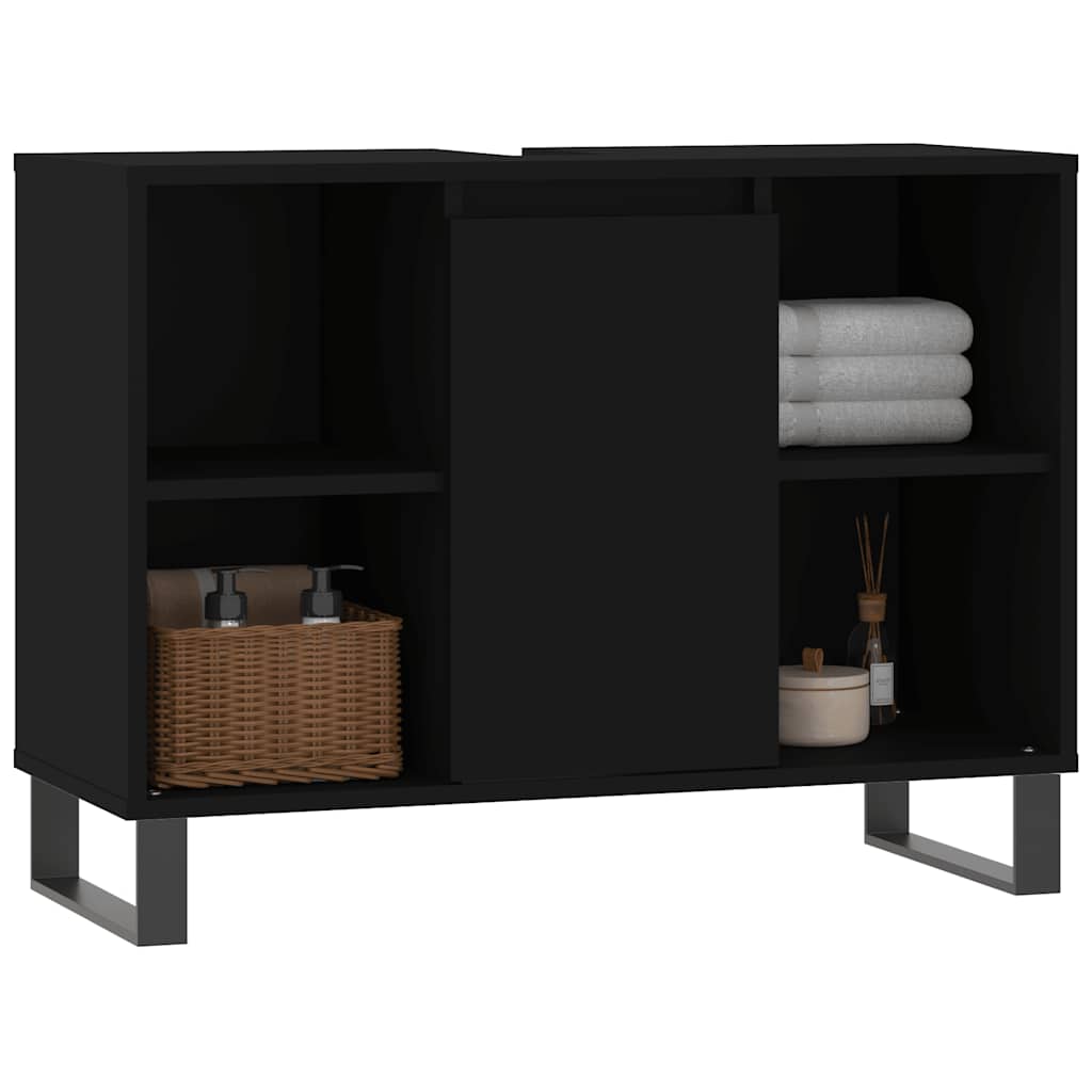 Baderomsskap Svart 80X33X60 Cm Konstruert Tre