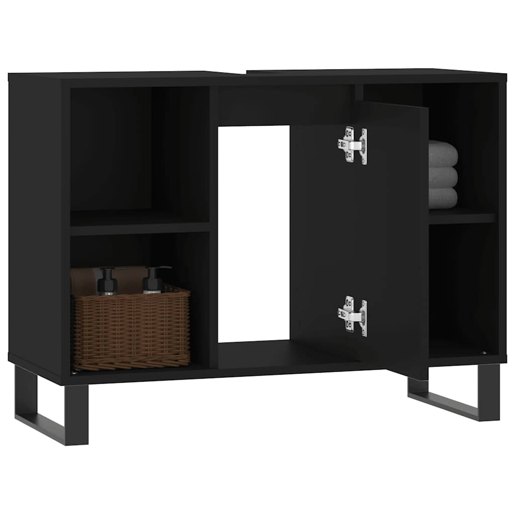 Baderomsskap Svart 80X33X60 Cm Konstruert Tre